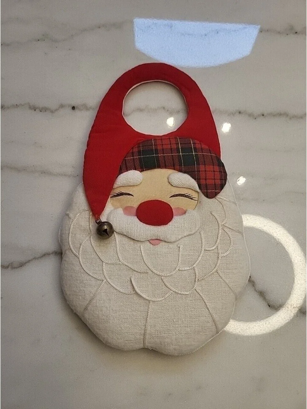 Vintage Santa Claus Door Knob Cover Hanger Excellent Cond. Christmas Decoration